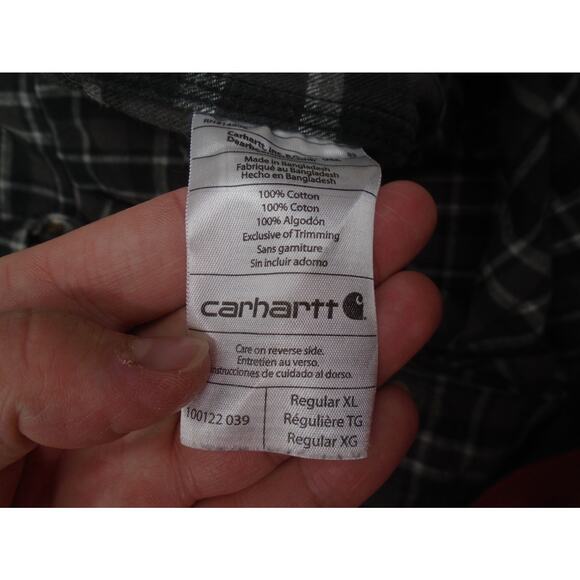 Carhartt Flannel Long Sleeve Shirt Mens XL Green Plaid Original Fit 100122-039 - Picture 5 of 11